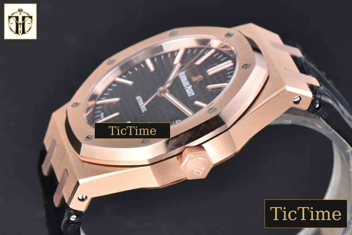 Royal Oak 15400 41mm IPF RG Black Textured Dial Black Leather Strap SA3120 — foto 11