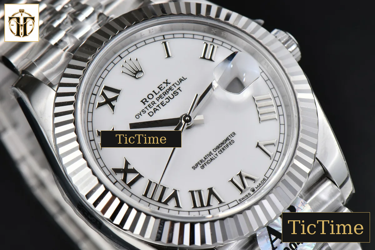 DateJust 904L Fluted Bezel 126334 41mm ARF White Dial Roma Marker Jubilee Bracelet VR3235 — foto 12