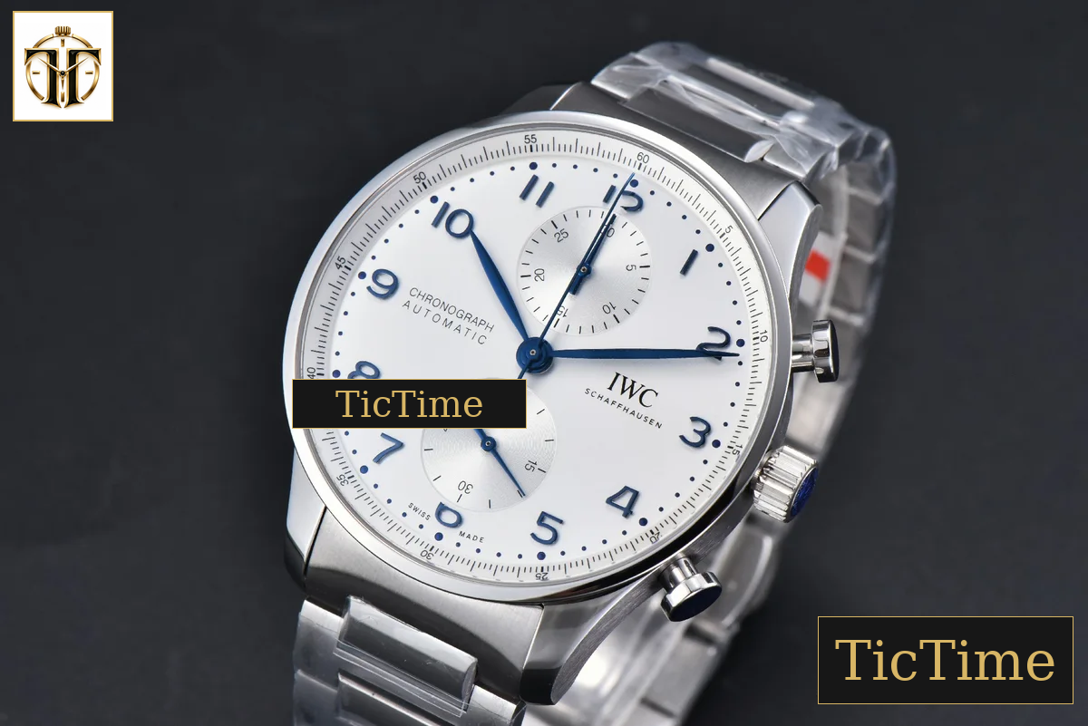 Portuguese Chrono IW371617 ZF White Dial Blue Markers Visible Case SS Bracelet A7750 — foto 5