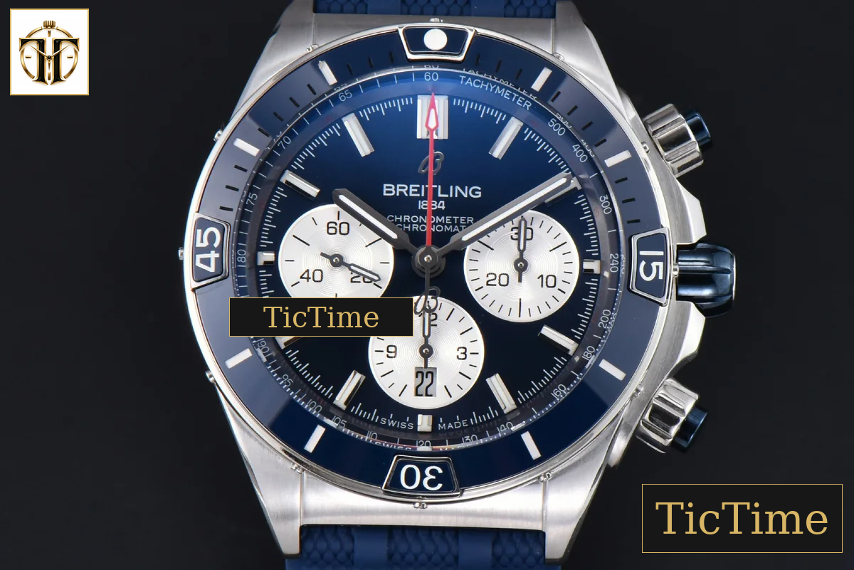 Chronomat B01 44mm BLSF Blue Bezel Blue Dial White Subdial White Rubber Strap 7750 — foto 2