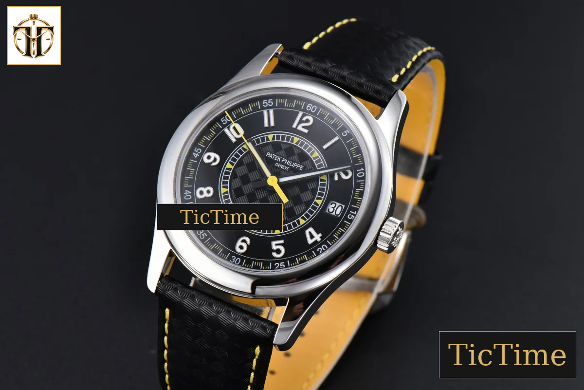 Calatrava 6007G 40mm ZF Black Dial Yellow Hand Nylon Strap 9015 — foto 4