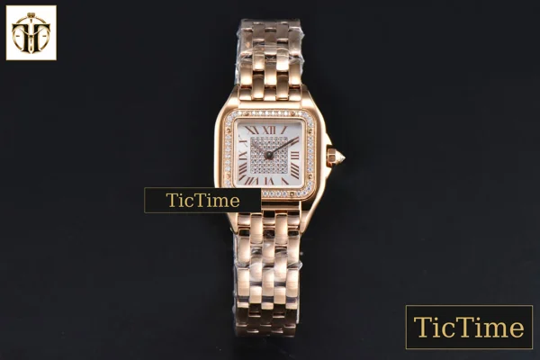 Foto frontal — Panthère 22mm AF RG White Diamond Dial Diamond Bezel RG Bracelet Ronda Quartz