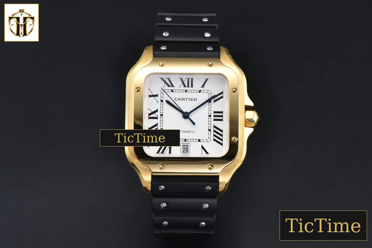 Santos de Cartier XL 40mm AF YG White Dial Black Rubber Strap Miyota 9015 — foto 2