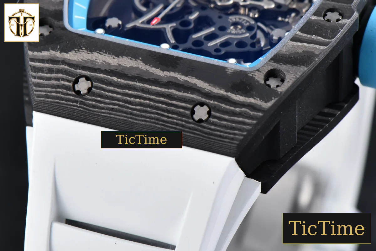 RM055 42.7mm APSF Blue Skeleton Dial Black Bezel Blue Crown White Rubber Strap RMUL2 — foto 11