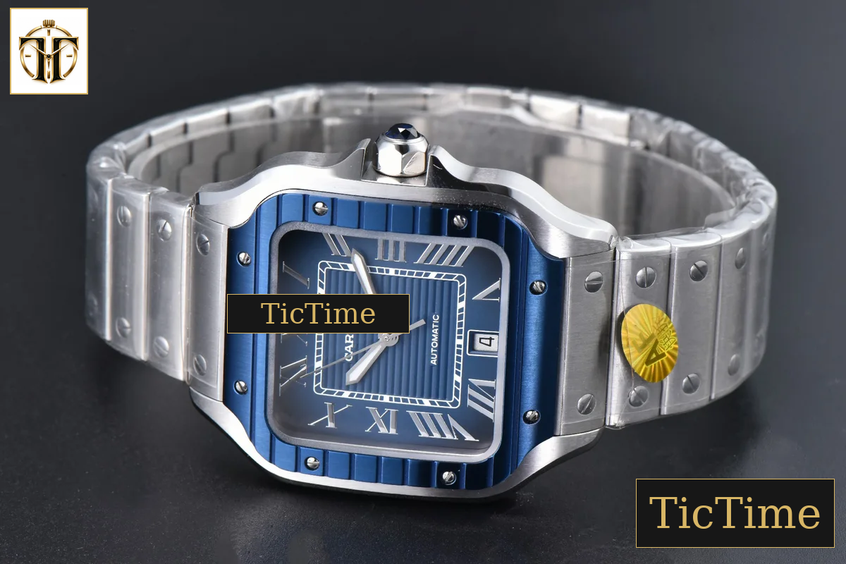 Santos de Cartier XL 40mm AF SS Blue Dial Blue Bezel SS Bracelet Miyota 9015 — foto 12