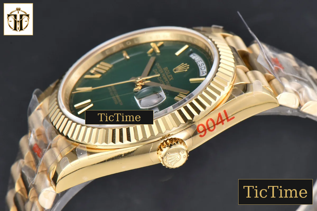 DayDate 40mm GMF YG Green Dial Roma Marker President Bracelet A2836 — foto 12