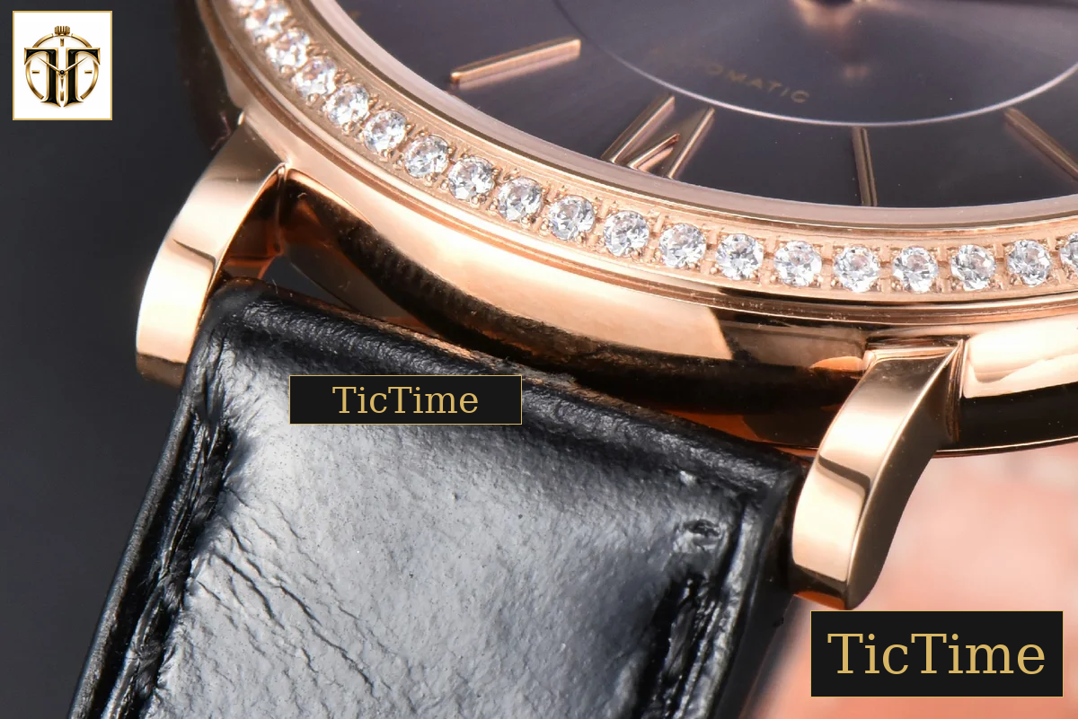 Portofino 37mm V7F RG Diamond Gray Dial RG Marker Black Leather Strap A2892 — foto 10