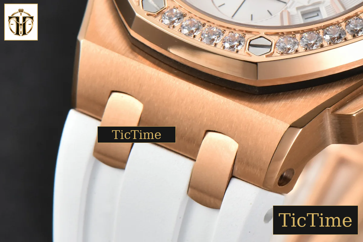 Offshore Ladies 26231ST 37mm RXWF RG Diamond White Dial White Subdial White Rubber Strap Quartz — foto 10
