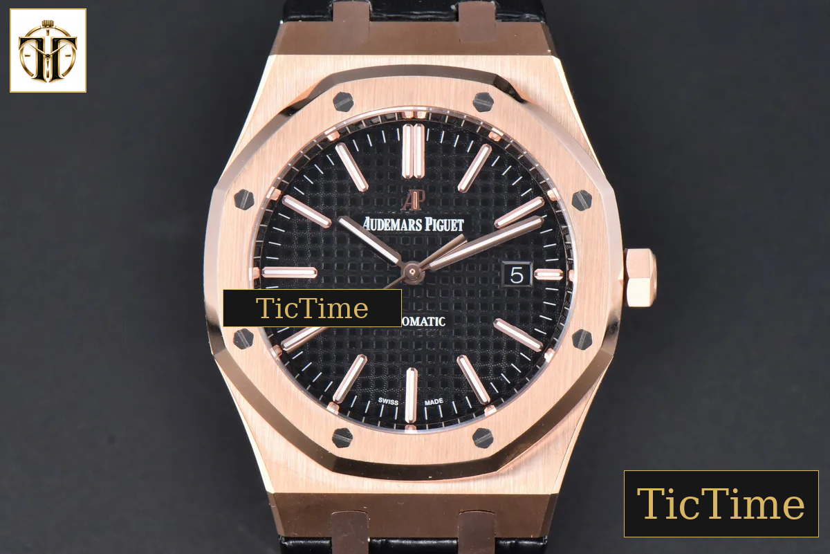 Royal Oak 15400 41mm IPF RG Black Textured Dial Black Leather Strap SA3120 — foto 2