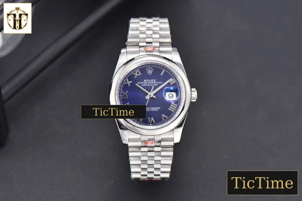 Foto frontal — DateJust 36mm GMF SS Smooth Bezel Blue Dial Roma Marker Jubilee Bracelet VR3235