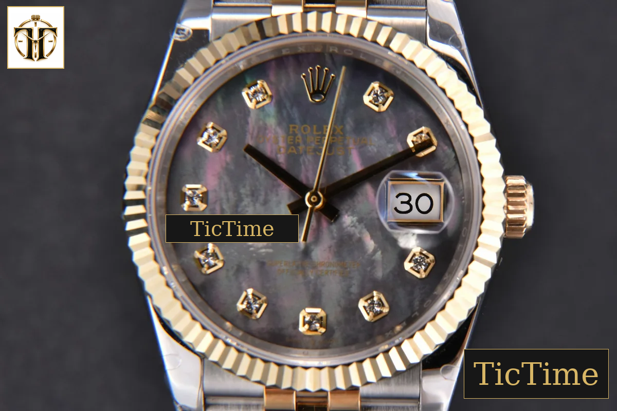 DateJust 904L 36mm GMF YG/SS Fluted Bezel Gray MOP Dial Diamond Marker Jubilee Bracelet VR3235 — foto 9