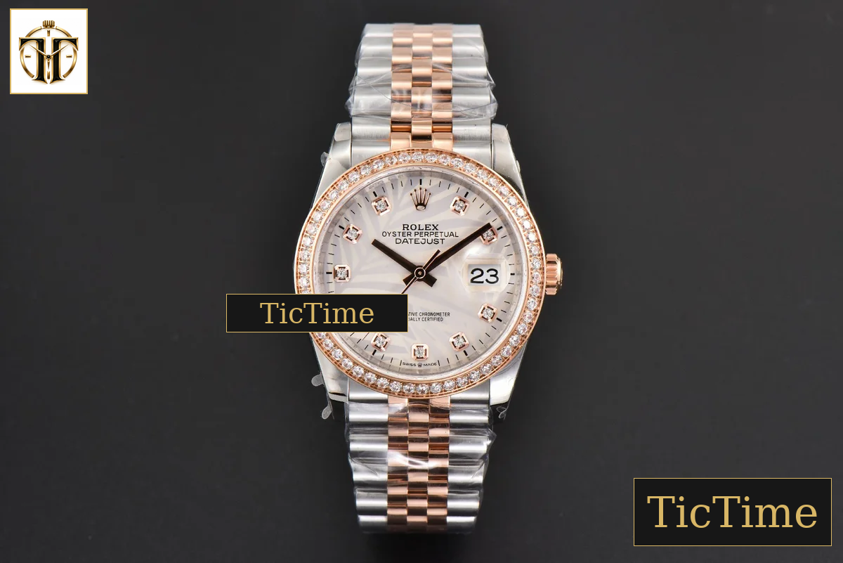 DateJust 36mm BPF RG/SS Diamond Silver Plam Dial Diamond Marker Jubilee Bracelet 2824 — foto 3
