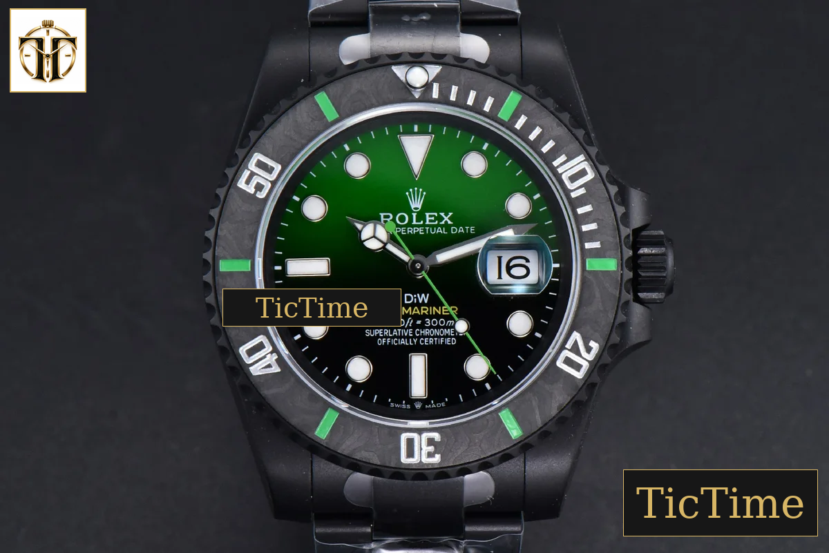 Submariner DIW DLC 41mm VSF Green Graduated Dial SS Bracelet VS3135 — foto 2