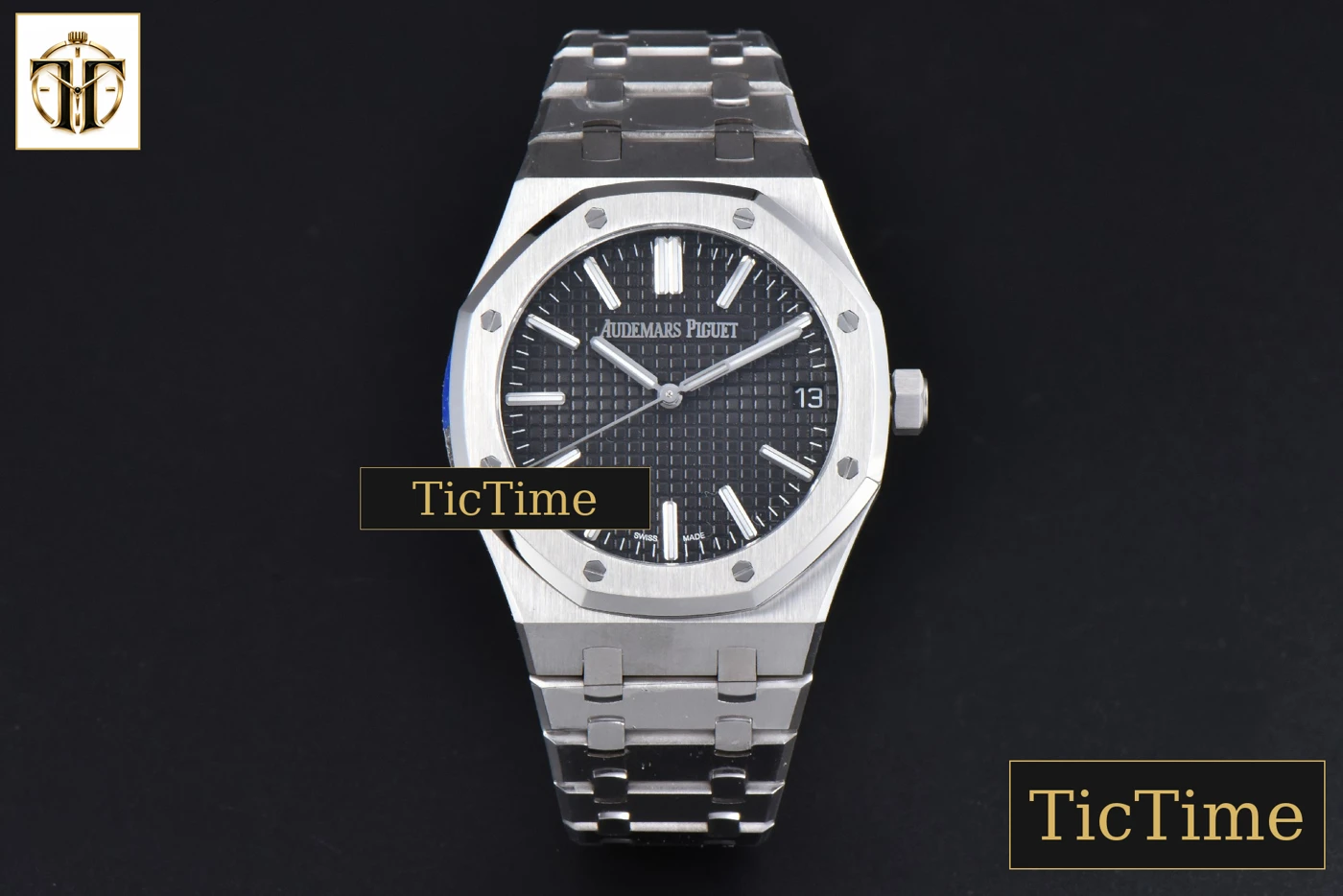 Vista frontal — Royal Oak “50th Anniversary” 15510 41mm APSF SS Black Dial SS Bracelet V2 Free Sprung SA4302