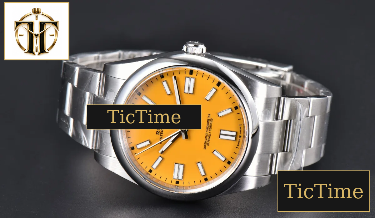 Oyster Perpetual 904L 124300 41mm Clean Factory Yellow Dial SS Bracelet VR3230 — foto 15