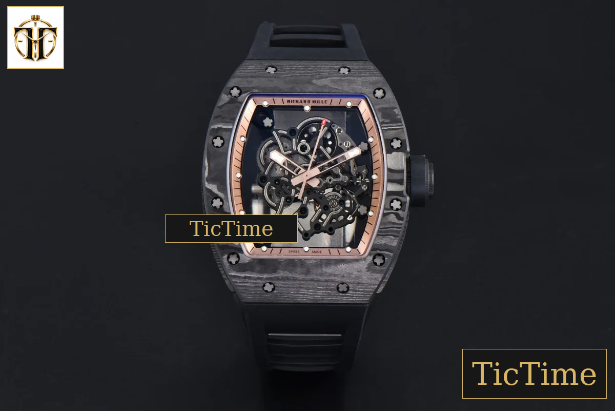 NTPT RM055 42.7mm APSF Gold Skeleton Dial Black Bezel Black Crown Black Rubber Strap RMUL2 — foto 2
