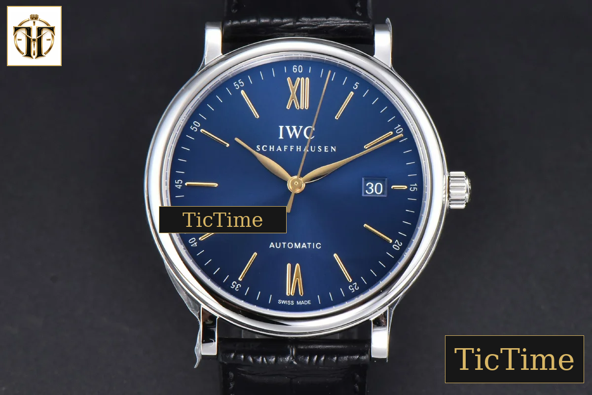 Portofino 40mm V7F Blue Dial YG Hands Black Leather Strap A2892 — foto 2