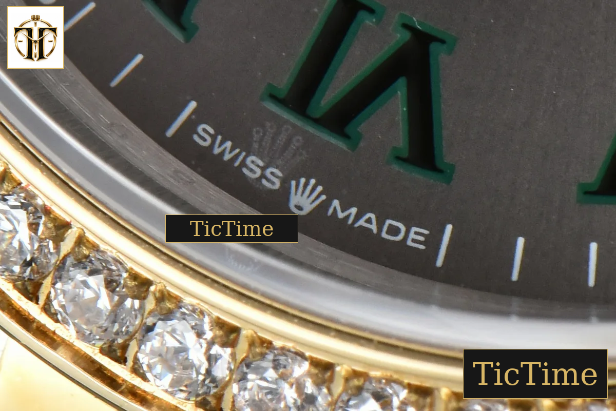 DateJust 36mm BPF YG/SS Diamond Wimbledon Gray Dial Green Roma Marker Oyster Bracelet A2824 — foto 8