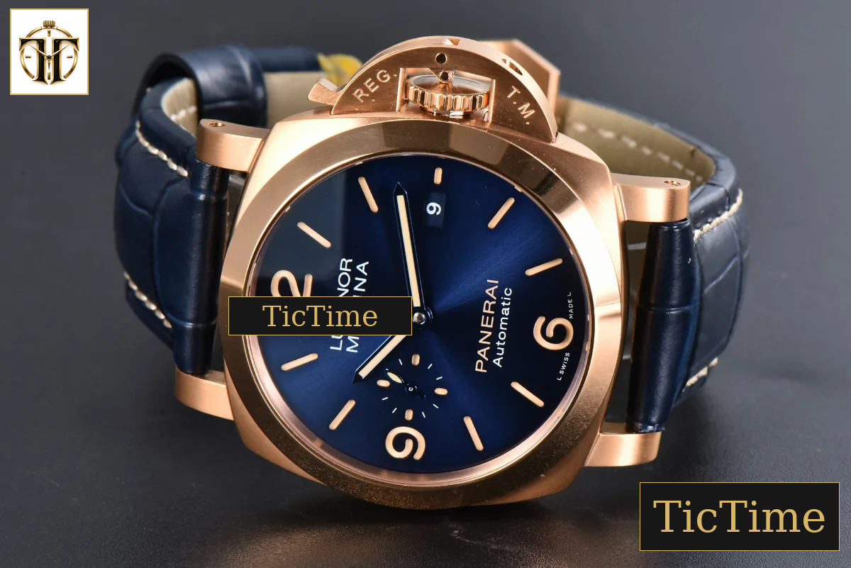 PAM1114 44mm TTF RG Blue Dial Blue Leather Strap P9010 — foto 14