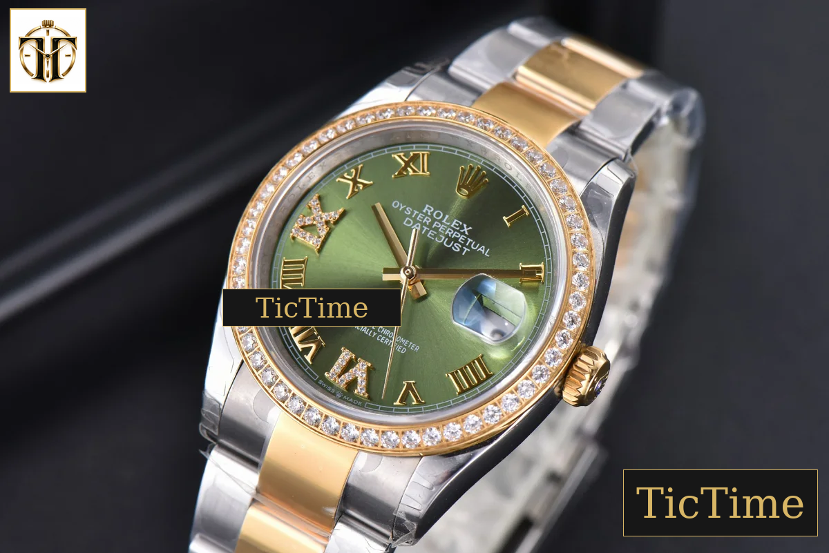 DateJust 36mm EWF SS/YG Green Dial Diamond Roma Marker Diamond Bezel Oyster Bracelet A3235 — foto 5