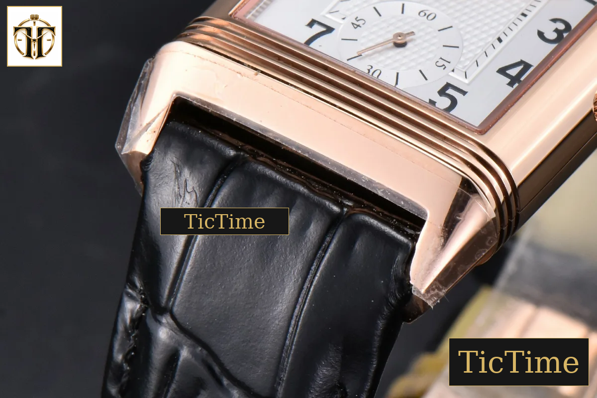 Master Reverso Tribute Small Seconds 30X47mm MGF RG White Dial RG Hands Black Leather Strap A854A — foto 9