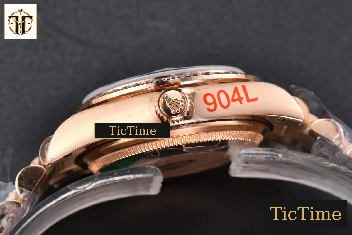 DateJust 904L 31mm GMF RG Diamond Bezel Silver Flowers Dial President Bracelet A2824 — foto 16