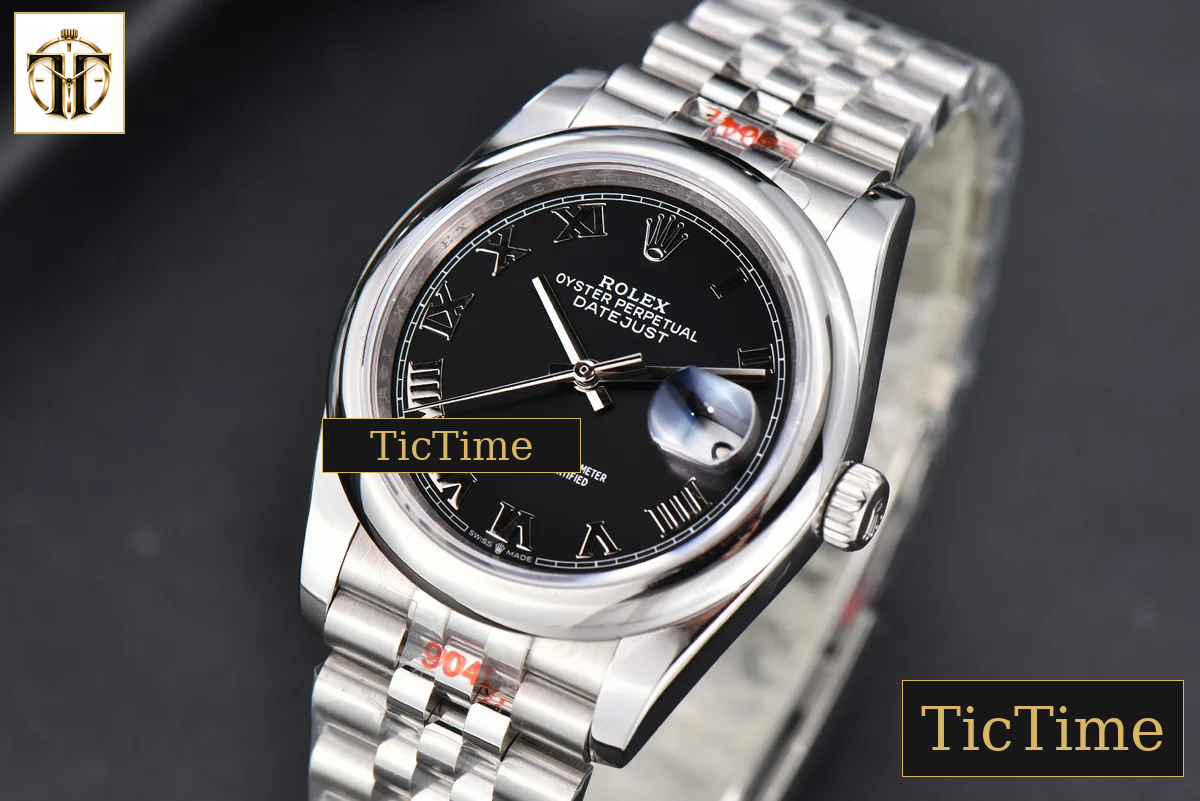 DateJust 36mm GMF SS Smooth Bezel Black Dial Roma Marker Jubilee Bracelet VR3235 — foto 4