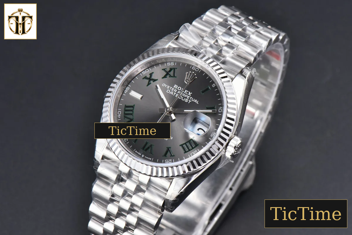 DateJust 904L Wimbeldon 36mm VSF Gray Dial Green Marker Jubilee VS3235 — foto 5