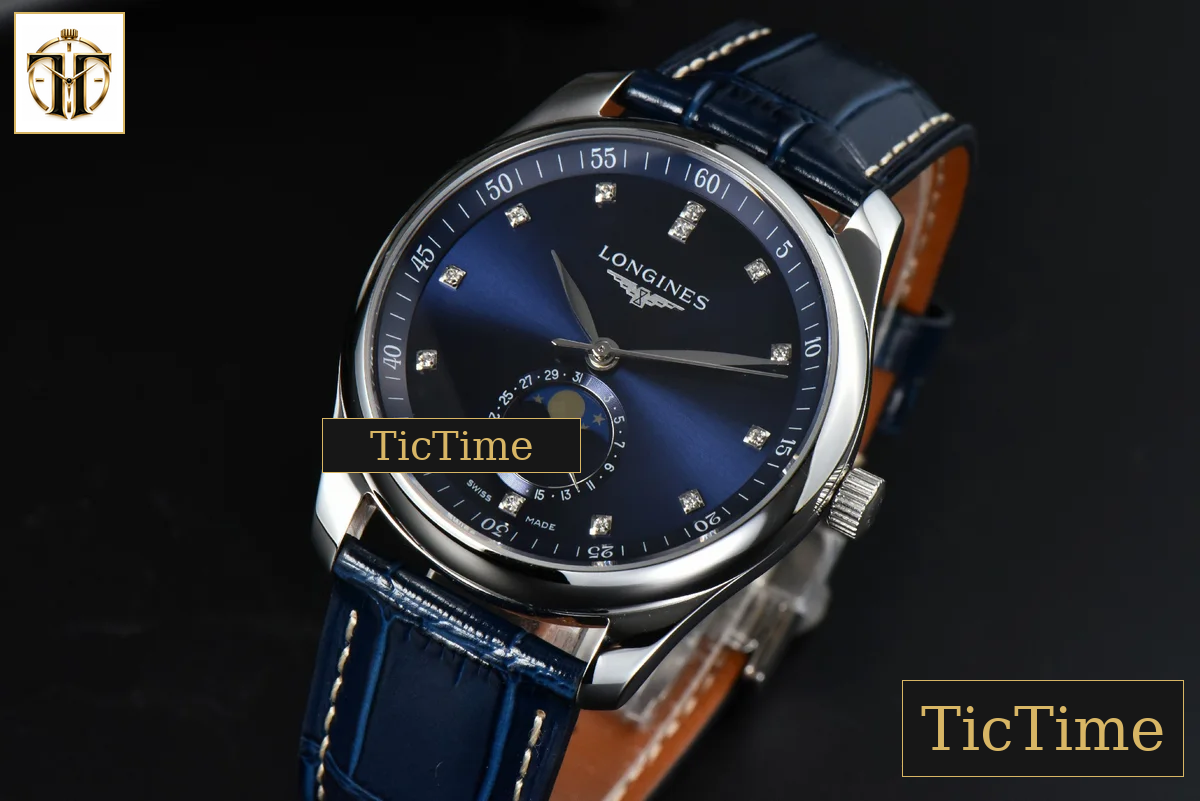 Master Moonphase 40mm GF Blue Dial Diamond Marker Blue Leather Strap A899 — foto 4