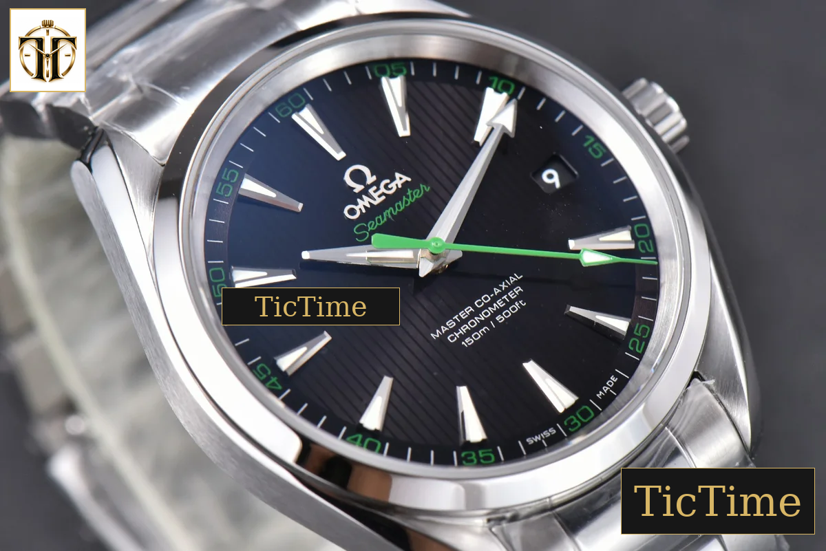 Aqua Terra 150M 41mm VSF Black Dial Green Hand SS Bracelet A8500 — foto 12