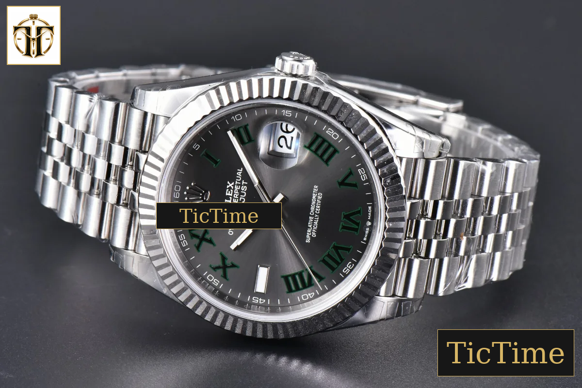 DateJust 904L Wimbledon 41mm VSF Gray Dial Green Marker Jubilee VS3235 — foto 9
