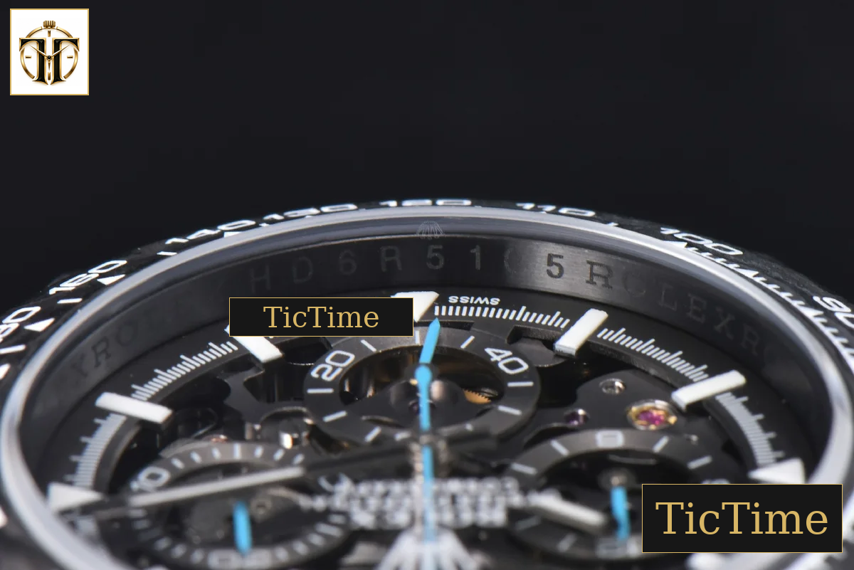 Daytona Montoya Carbon Fiber 40mm DIWF Skeleton Dial Blue Hand Black Nylon Strap 4130 — foto 14