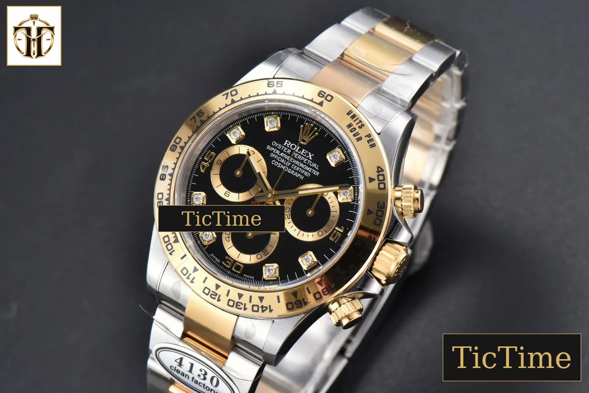 Daytona 116503 40mm Clean Factory YG/SS Black Dial Diamond Marker YG/SS Bracelet A4130 — foto 5