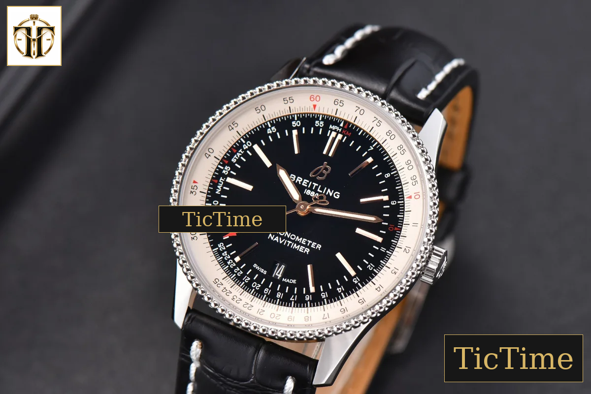 Navitimer 41mm V7F Black Dial Black Leather Strap A2824 — foto 3
