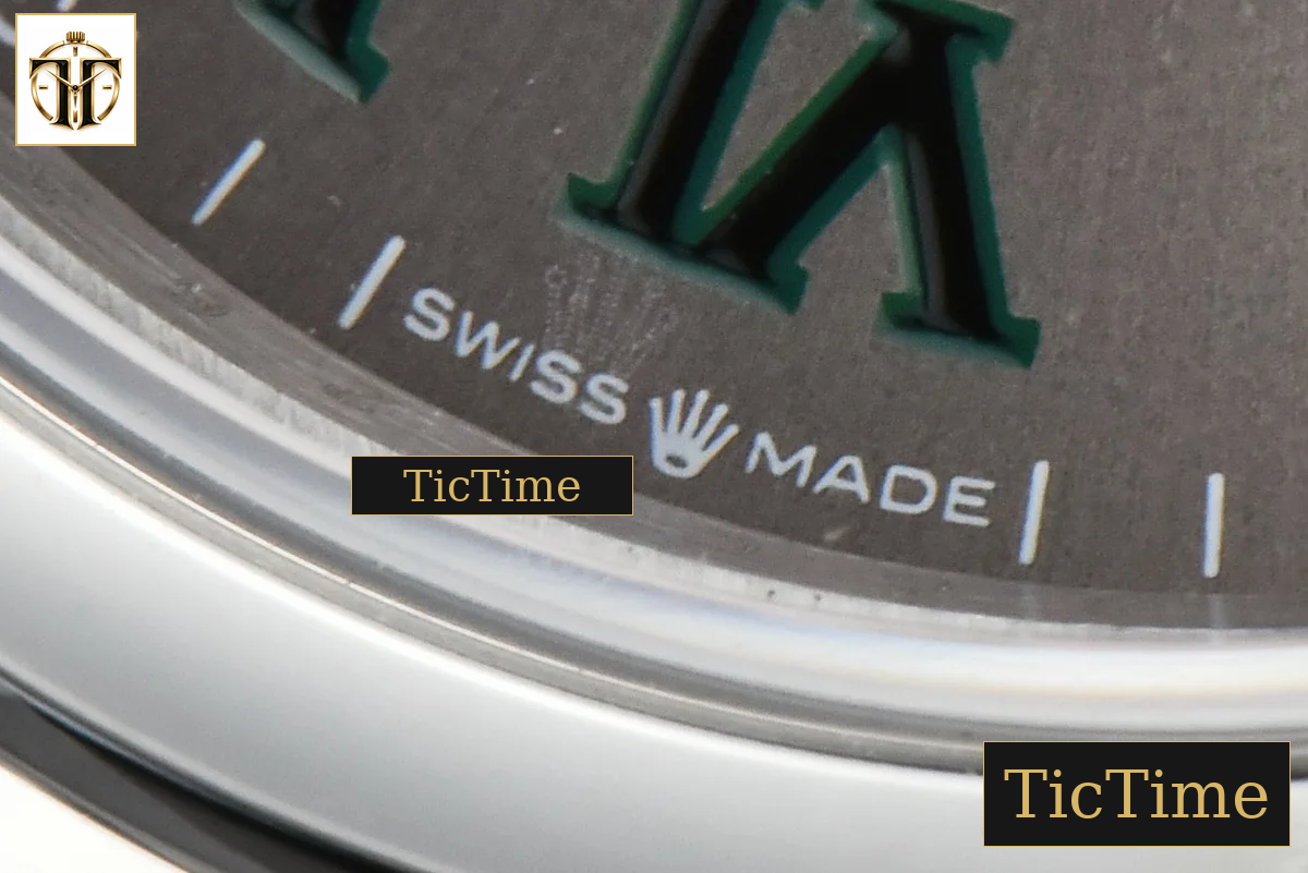 DateJust Smooth Bezel Wimbledon 36mm BPF Gray Dial Green Roma Marker Jubilee Bracelet A2824 — foto 8