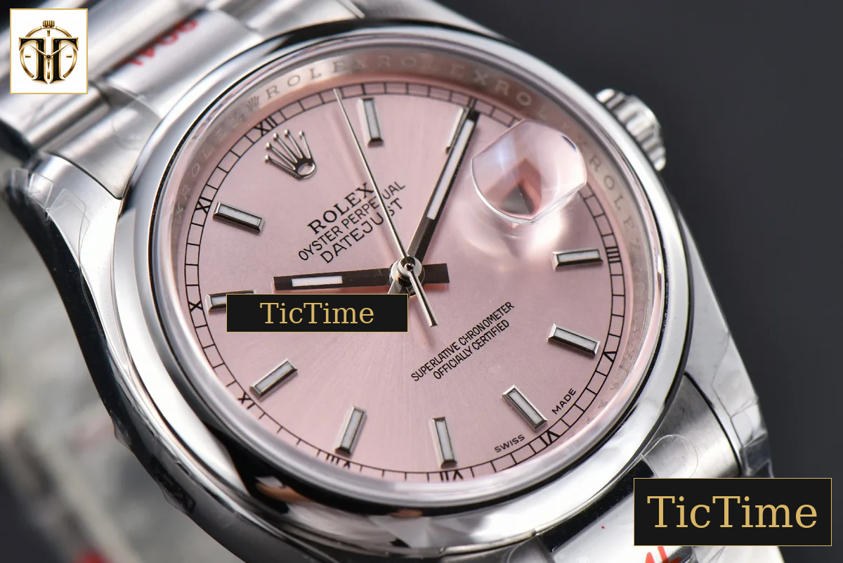 DateJust 36mm GMF SS Smooth Bezel Pink Dial Lume Marker Oyster Bracelet VR3235 — foto 10