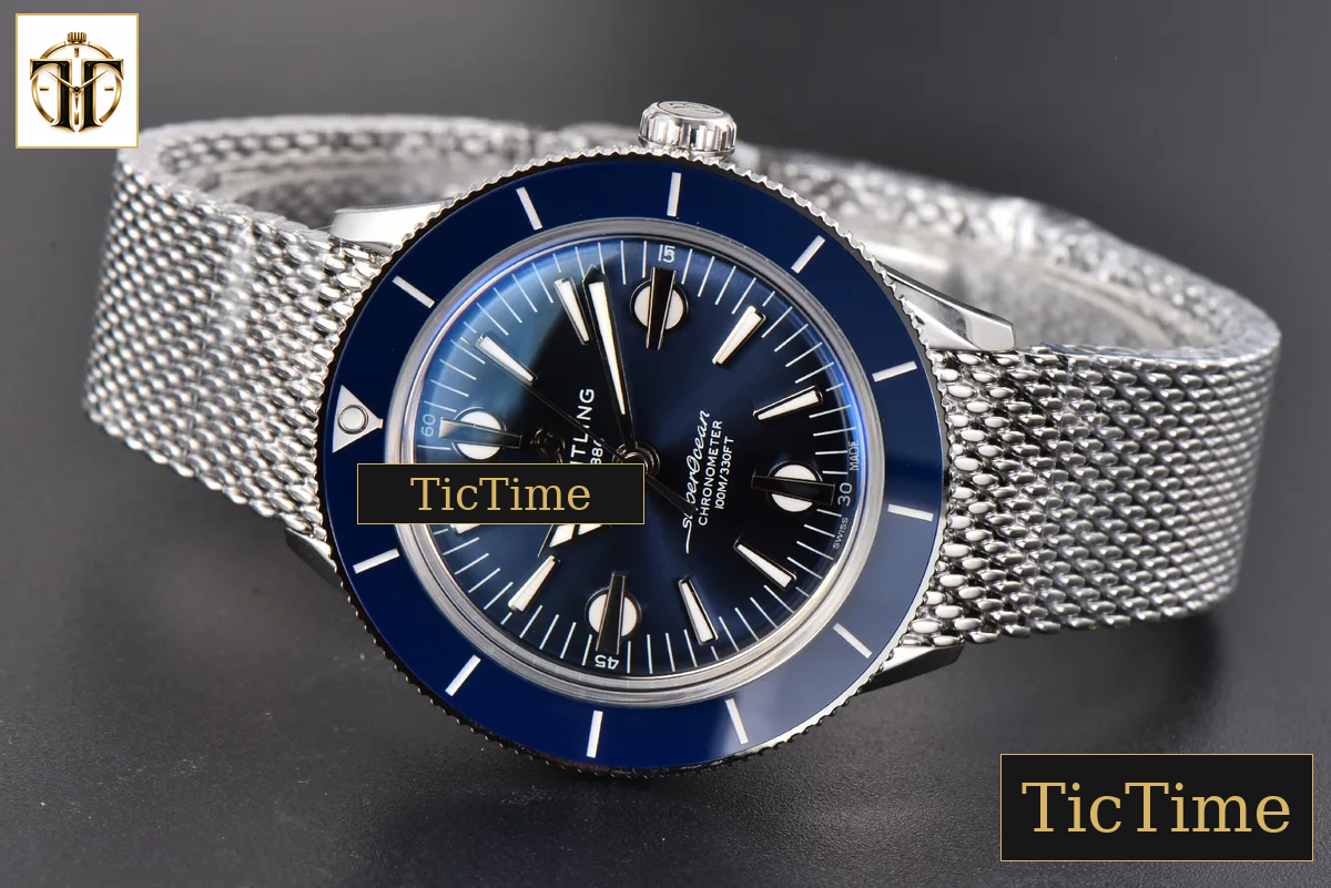SuperOcean Heritage 42mm GF SS Blue Ceramic Blue Dial Mesh Bracelet A2824 — foto 13