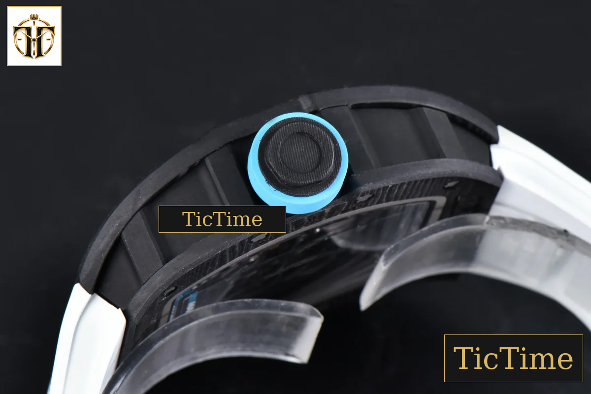 RM055 42.7mm APSF Blue Skeleton Dial Black Bezel Blue Crown White Rubber Strap RMUL2 — foto 15