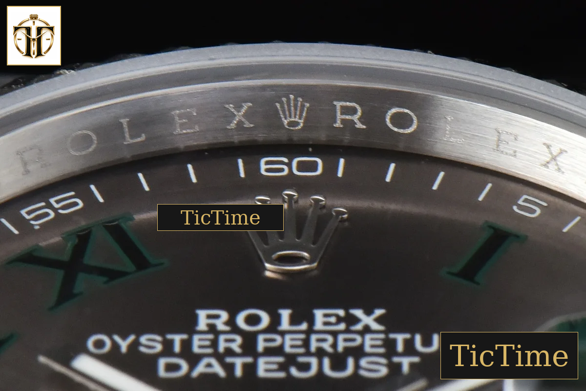 DateJust Wimbledon 36mm BPF Gray Dial Green Roma Marker Oyster Bracelet A2824 — foto 13