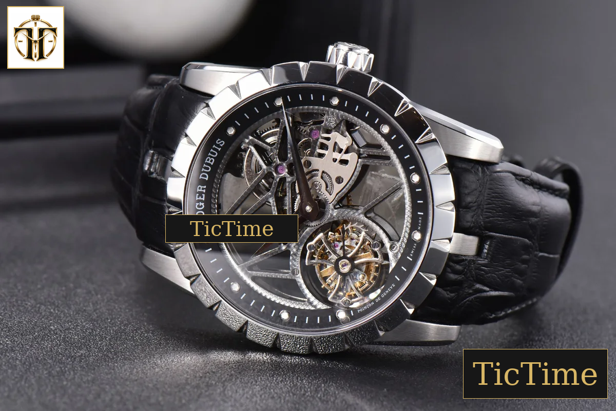 Excalibur 45mm JBF SS Black Crown Skeleton Dial Black Croc Leather Strap Tourbillon A2136 — foto 11