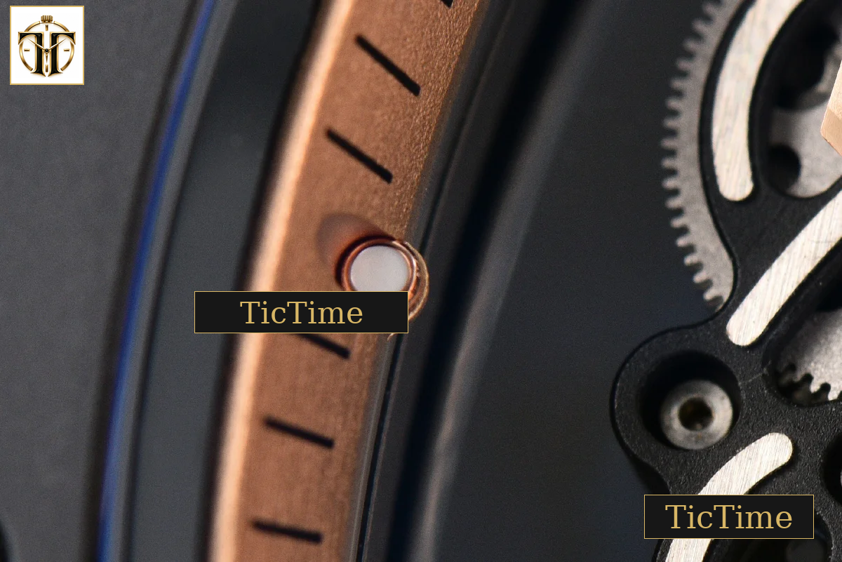 RM055 42.7mm ZF Ceramic Black Bezel Gold Skeleton Dial Black Crown Black Rubber Strap RMUL2 — foto 8