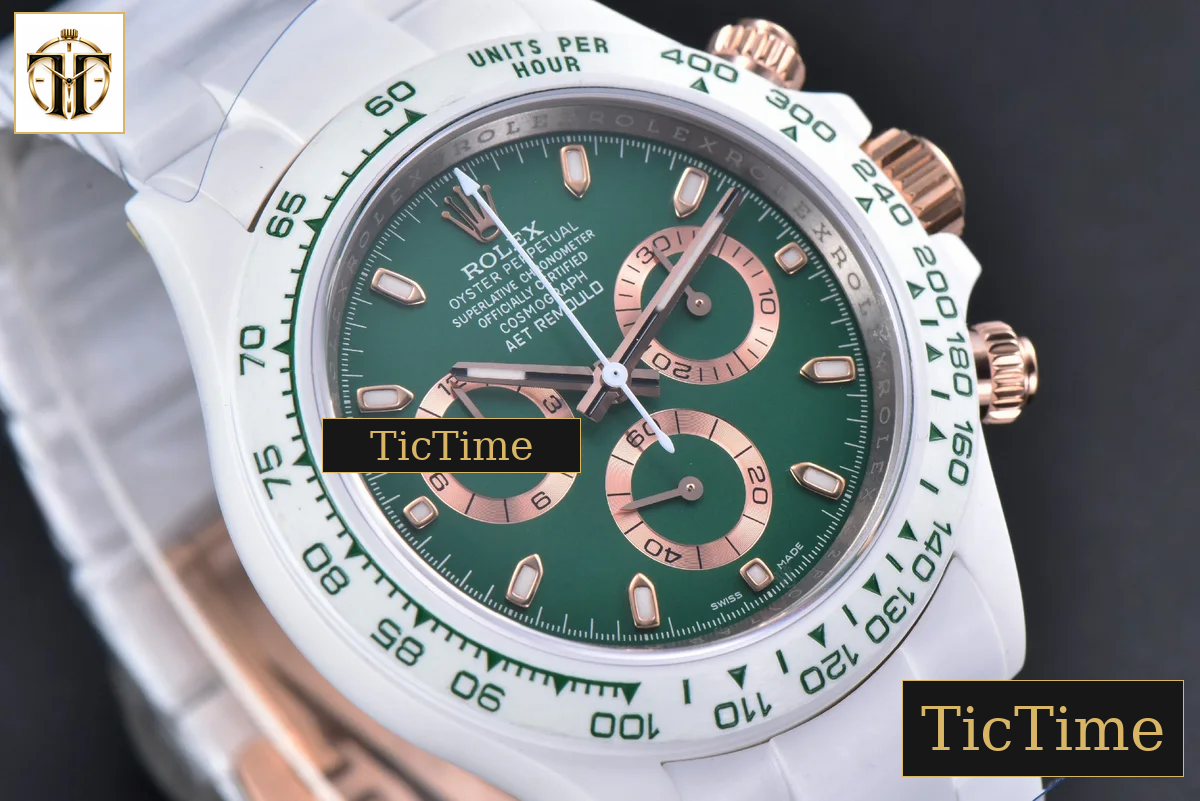 Daytona AET AETF White Ceramic Green Dial Ceramic Bracelet V2 SA4130 — foto 14