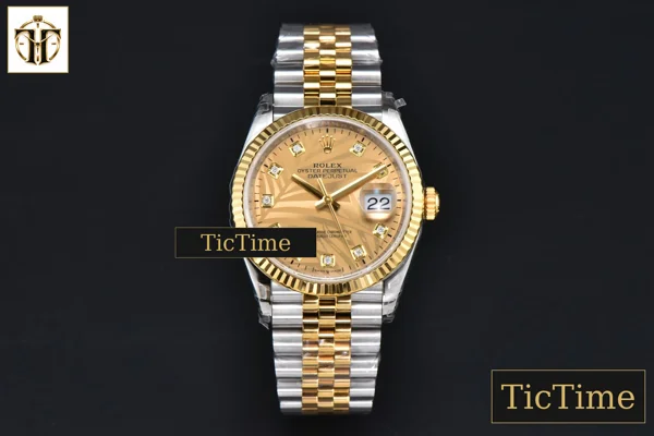 Foto frontal — DateJust 126233 36mm VSF YG/SS YG Palm Dial Diamond Marker YG/SS Jubilee Bracelet VS3235