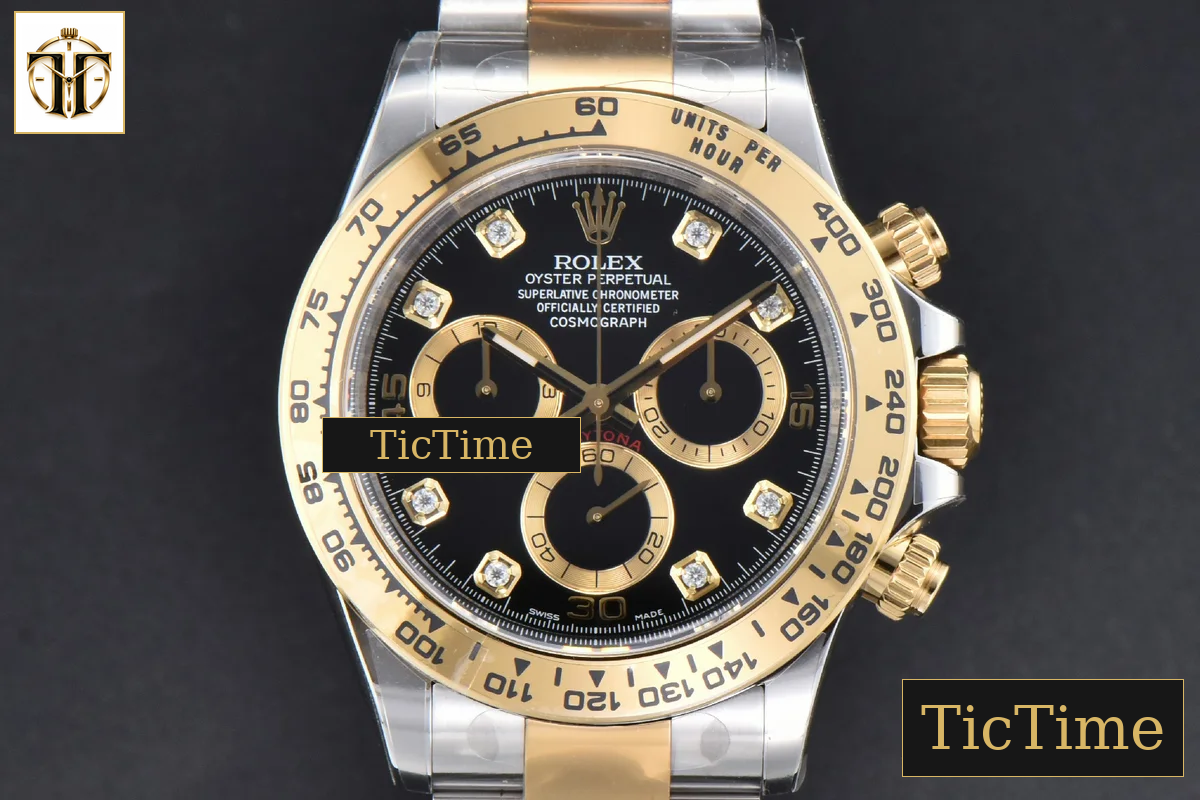 Daytona 116503 40mm Clean Factory YG/SS Black Dial Diamond Marker YG/SS Bracelet A4130 — foto 2