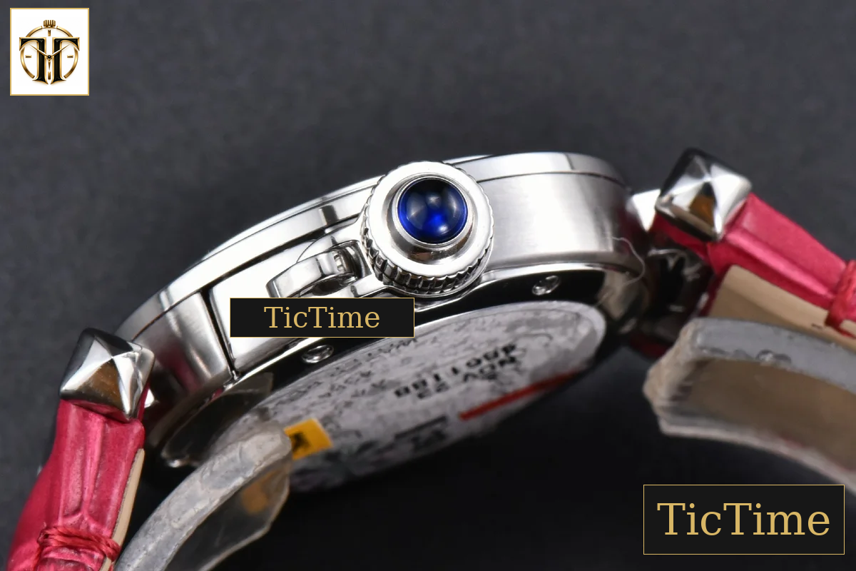 Pasha Ladies 30mm AF White Dial Rose Red Leather Strap Jap Quartz — foto 13