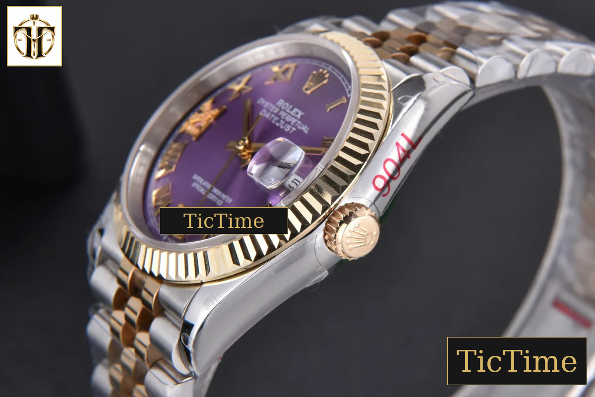 DateJust 904L 36mm GMF YG/SS Fluted Bezel Purple Dial Roma Marker Jubilee Bracelet VR3285 — foto 11