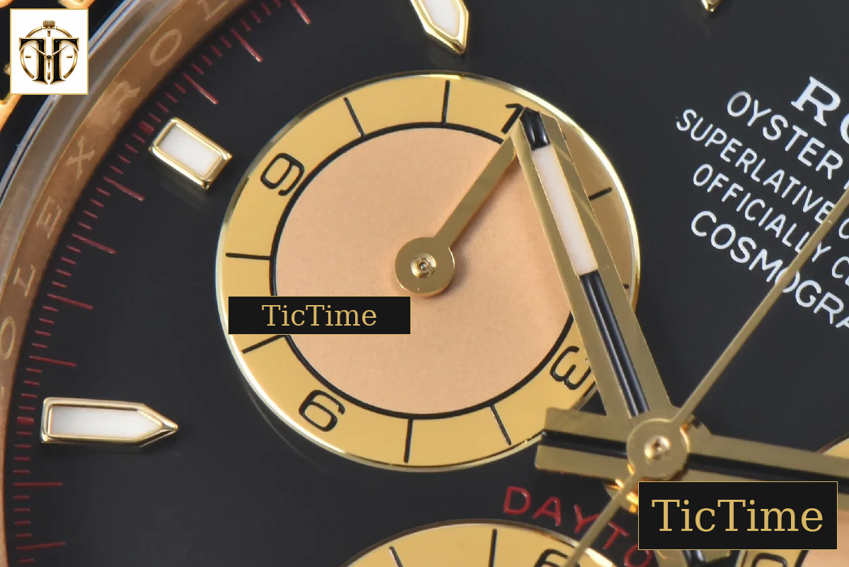 Daytona Oyster Cosmograph 126518 40mm Clean Factory YG Black Dial YG Subdial Black Oysterflex Strap DD431 — foto 6