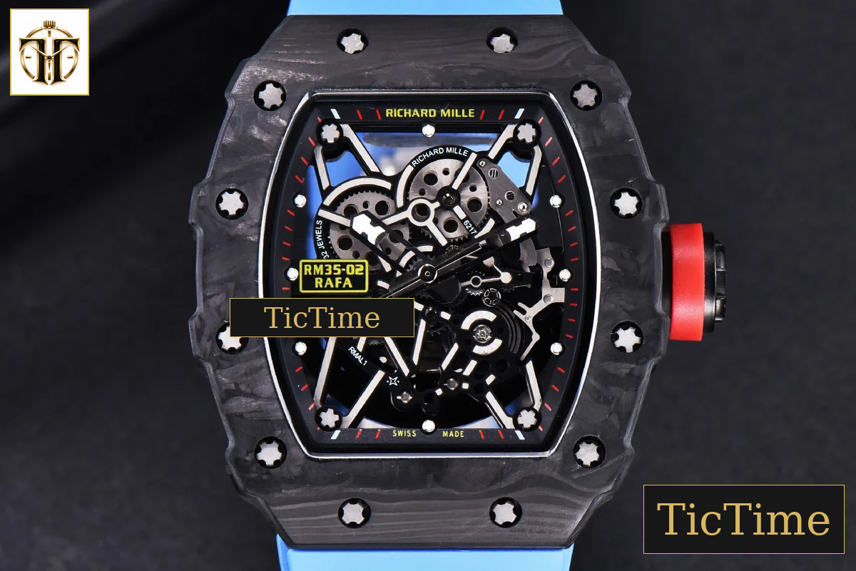 RM035-02 KVF Skeleton Dial Red Blue Rubber Strap V3 Miyota8215 — foto 2