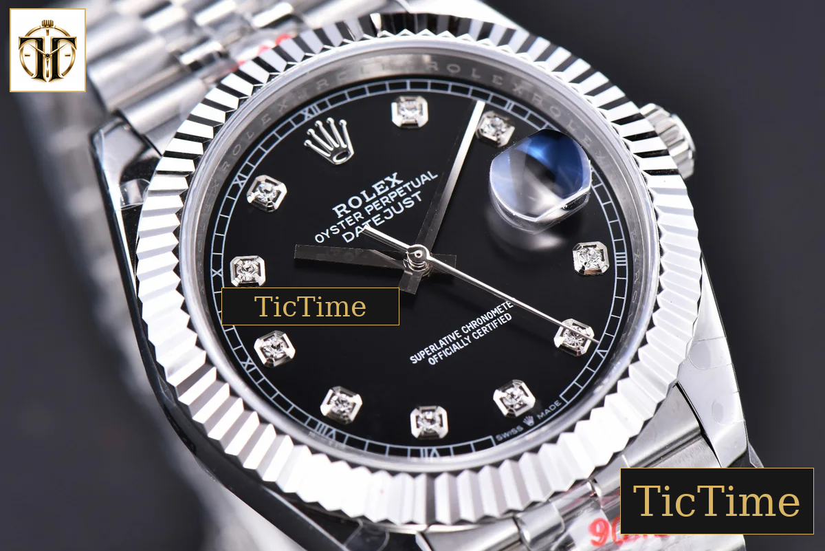 Datejust 41mm GMF SS Black Dial Diamond Marker Fluted Bezel Jubille Bracelet VR3235 — foto 14
