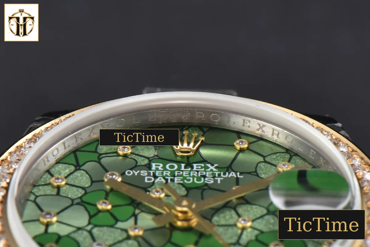 DateJust 904L 31mm GMF YG Diamond Bezel Green Flowers Dial Oyster Bracelet A2824 — foto 13